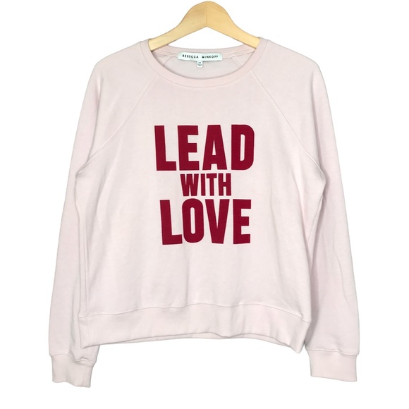 Rebecca Minkoff Lead with Love Lettering Sweatshirt Long Sleeve Crew Neck Top M - Picture 1 of 12